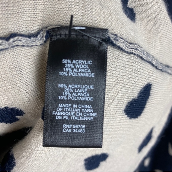 Rebecca Taylor Alpaca Blend Novelty Scattered Heart Jacquard Sweater Navy Small - Picture 5 of 8